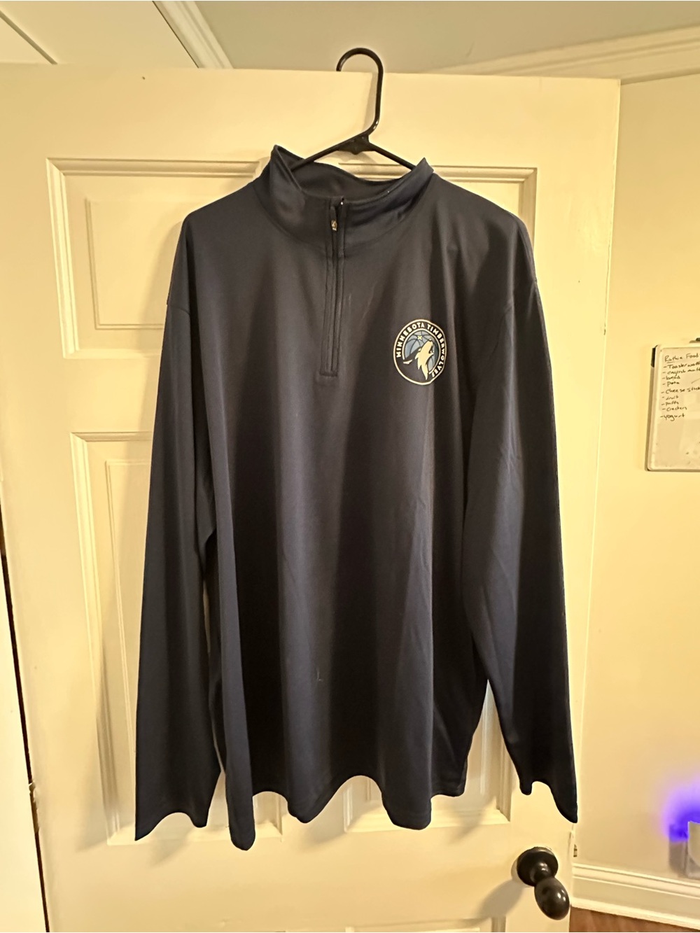 Men's Navy Timberwolves Quarter-Zip Pullover Sweater